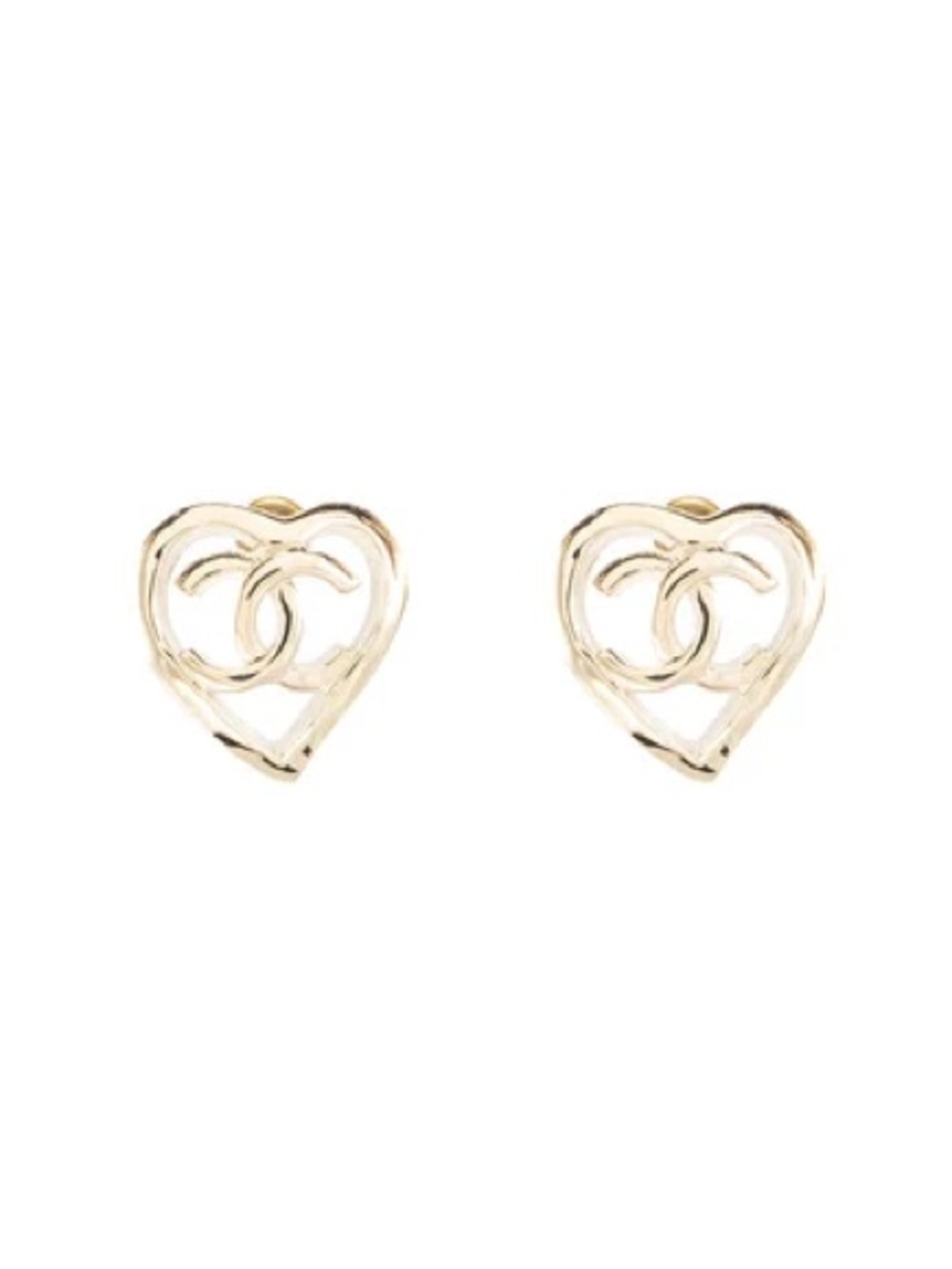 CHANEL HEART CC STUD EARRINGS
